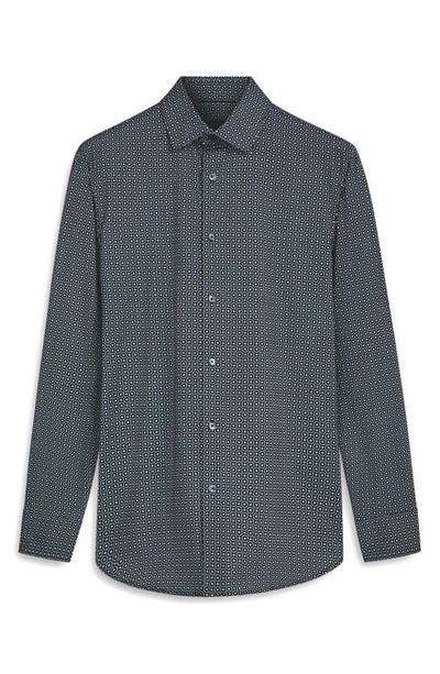 Bugatchi Men's Ooohcotton Tech James Geometric Long-sleeve Shirt In Turquoise