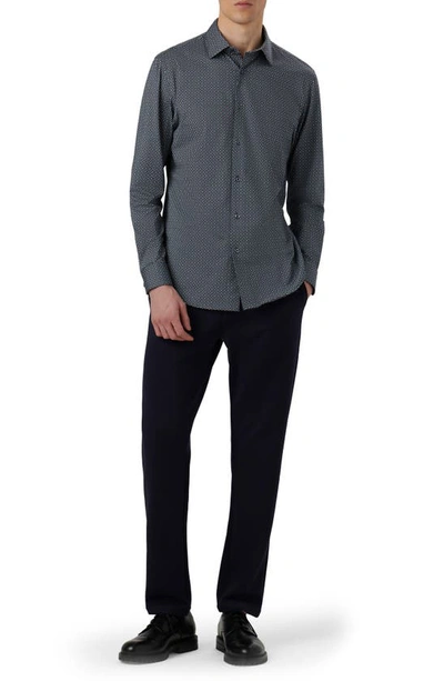 Bugatchi Men's Ooohcotton Tech James Geometric Long-sleeve Shirt In Turquoise