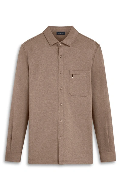 Shop Bugatchi Cotton Blend Shirt Jacket In Chestnut
