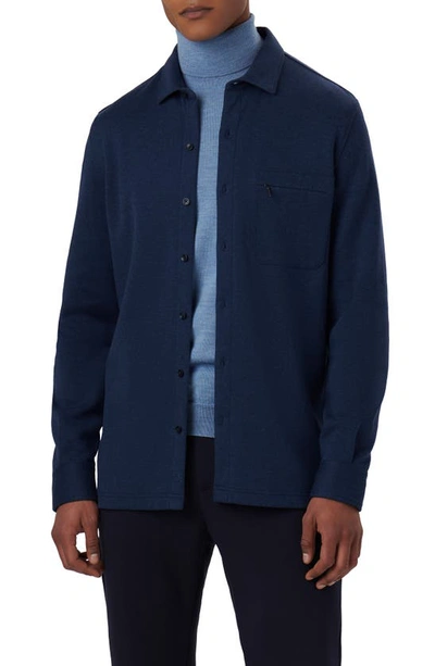 Shop Bugatchi Cotton Blend Shirt Jacket In Navy