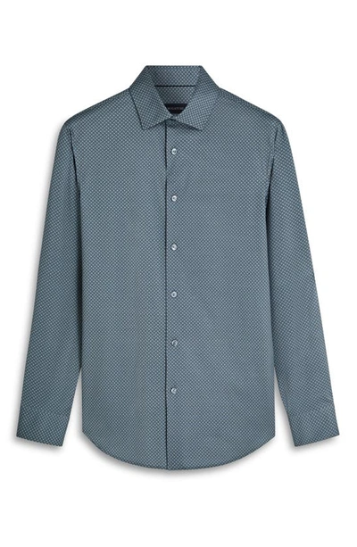 Bugatchi James Ooohcotton® Geometric Print Stretch Cotton Button-up Shirt In Khaki