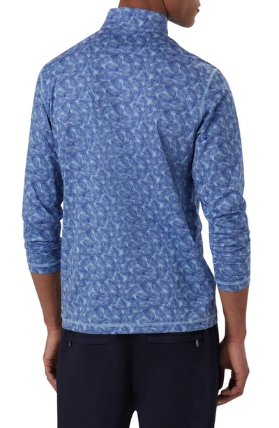 Bugatchi Ooohcotton® Frond Print Stretch Cotton Quarter Zip Pullover In Air-blue