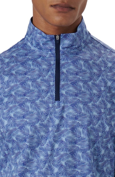 Bugatchi Ooohcotton® Frond Print Stretch Cotton Quarter Zip Pullover In Air-blue