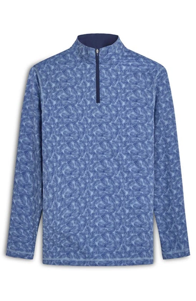 Bugatchi Ooohcotton® Frond Print Stretch Cotton Quarter Zip Pullover In Air-blue