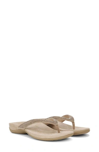 Vionic Dillon Shine Flip Flop In Champagne