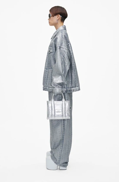 Marc Jacobs The Mini Leather Tote Bag In Silver