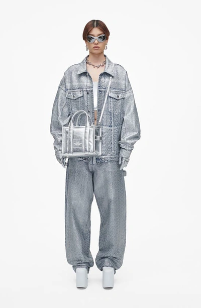 Marc Jacobs The Mini Leather Tote Bag In Silver