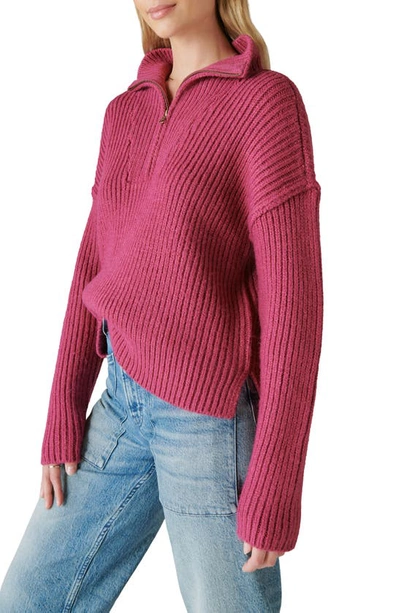Shop Lucky Brand Rib Half Zip Sweater In Boysenberry