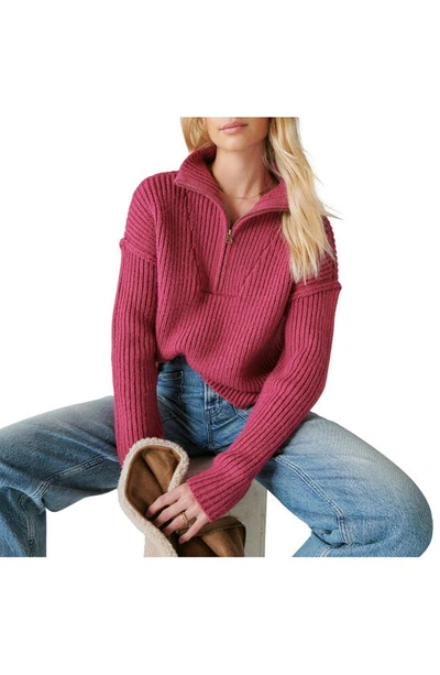 Shop Lucky Brand Rib Half Zip Sweater In Boysenberry