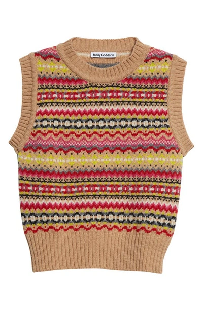 Shop Molly Goddard Fair Isle Lambswool Sweater Vest In Camel Fairisle