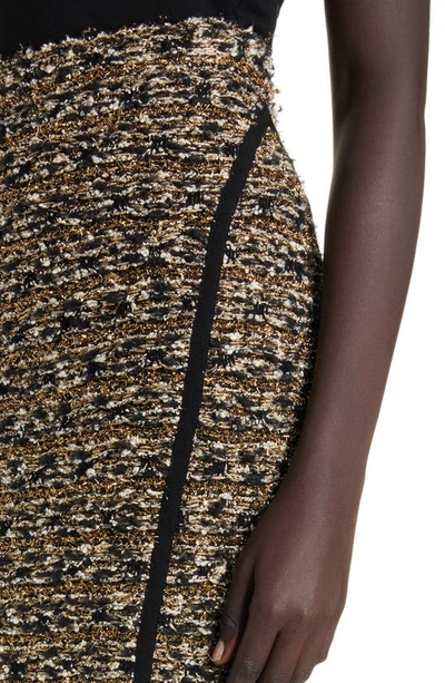 Shop Balmain Metallic Tweed Skirt In Ead Black/ Gold