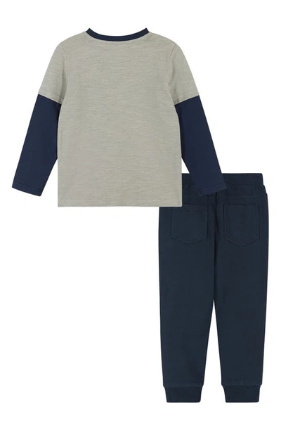Shop Andy & Evan Kids' Print Long Sleeve Graphic T-shirt & Joggers Set In Camping Grey