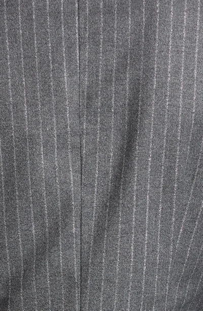 Shop Ramy Brook Collins Metallic Stripe Double Breasted Blazer In Charcoal Lurex Pinstripe