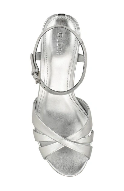 Shop Guess Haylo Ankle Strap Platform Sandal In Silver