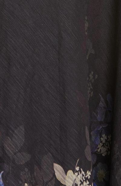 Shop Zimmermann Placed Iris Print Linen & Silk A-line Skirt In Blue Iris Black