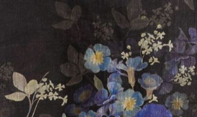Shop Zimmermann Placed Iris Print Linen & Silk A-line Skirt In Blue Iris Black
