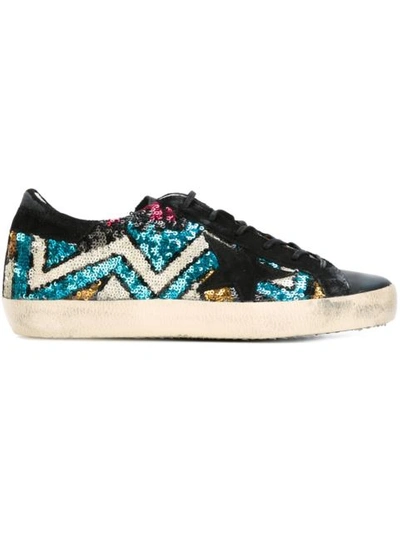 Golden Goose Sequin Embellished Leather Trainers In Multicolour