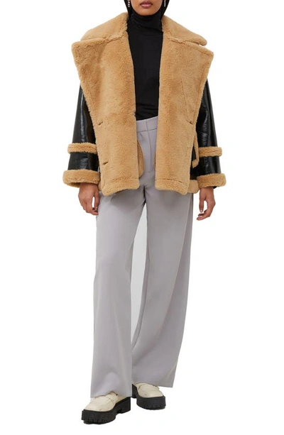 Shop French Connection Filpa Faux Shearling Coat In Black Multi