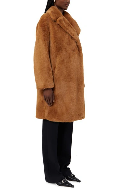 Shop Apparis Stella Faux Fur Coat In Biscuit