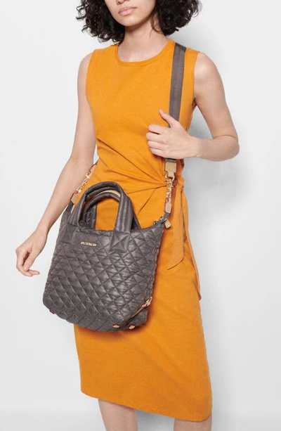 Mz Wallace Sutton Deluxe Small Metallic Top-handle Bag In Magnet