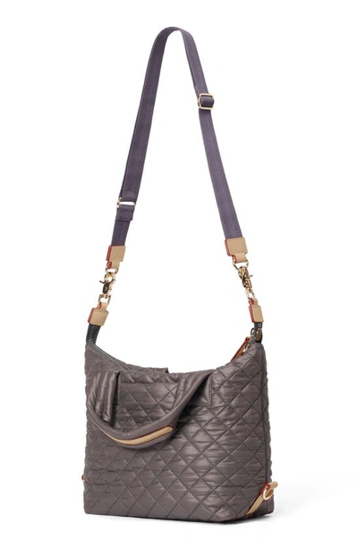 Mz Wallace Sutton Deluxe Small Metallic Top-handle Bag In Magnet