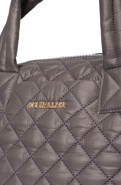 Mz Wallace Sutton Deluxe Small Metallic Top-handle Bag In Magnet