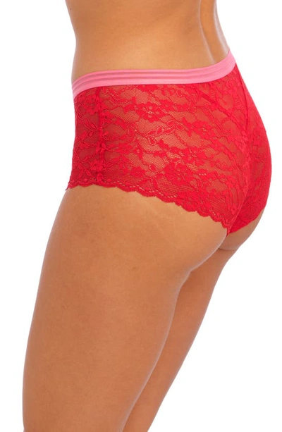 Shop Freya Offbeat Lace Boyshorts In Chilli Red