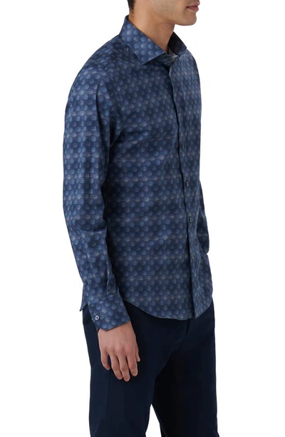 Shop Bugatchi Axel Paisley Print Stretch Cotton Button-up Shirt In Navy