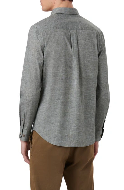 Bugatchi Jasper Shaped Fit Heather Stretch Chambray Button-up Shirt In Khaki