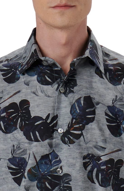 Bugatchi Julian Shaped Fit Print Button-up Shirt In Grey