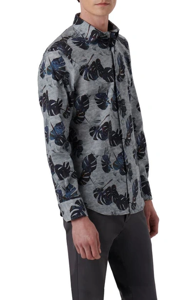 Bugatchi Julian Shaped Fit Print Button-up Shirt In Grey