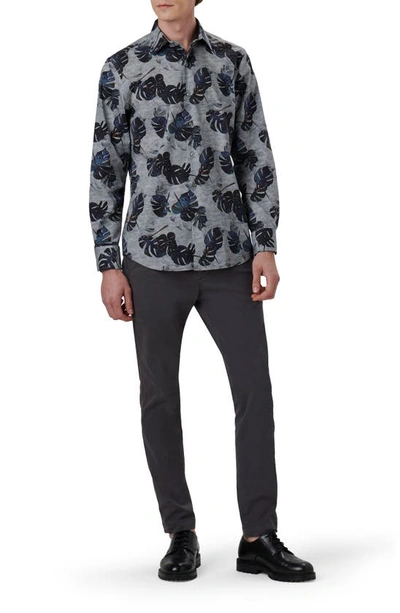 Bugatchi Julian Shaped Fit Print Button-up Shirt In Grey