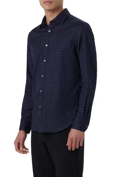 Bugatchi Julian Shaped Fit Print Button-up Shirt In Navy