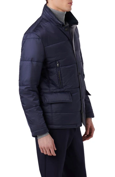 Shop Bugatchi Water Repellent Quilted Jacket In Navy
