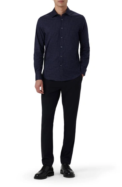 Bugatchi Julian Shaped Fit Print Button-up Shirt In Navy