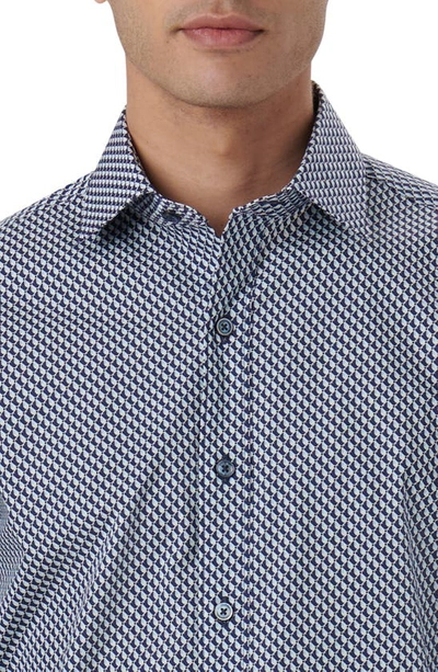 Shop Bugatchi Axel Geo Print Stretch Cotton Button-up Shirt In Navy