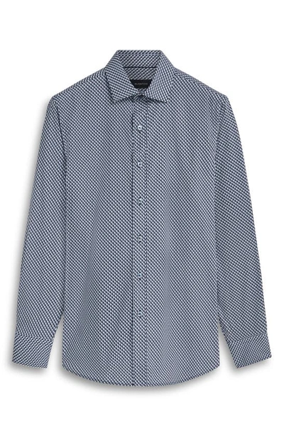 Shop Bugatchi Axel Geo Print Stretch Cotton Button-up Shirt In Navy