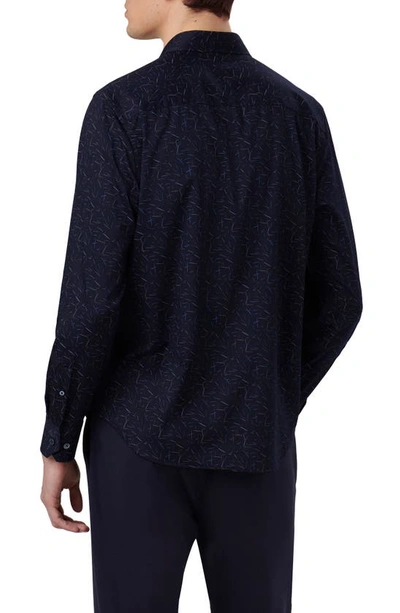Bugatchi Axel Shaped Fit Abstract Print Performance Button-up Shirt In Night Blue