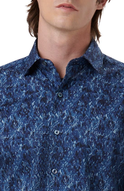 Bugatchi Axel Shaped Fit Stretch Cotton Button-up Shirt In Night Blue