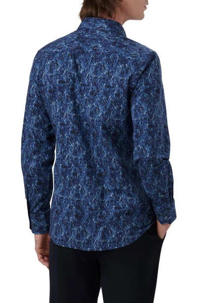 Bugatchi Axel Shaped Fit Stretch Cotton Button-up Shirt In Night Blue