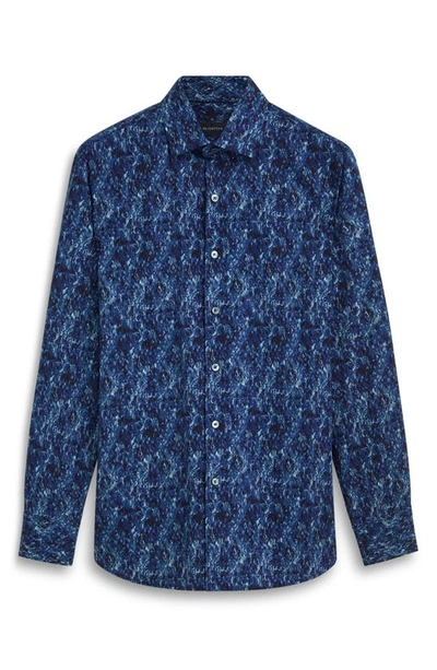 Bugatchi Axel Shaped Fit Stretch Cotton Button-up Shirt In Night Blue