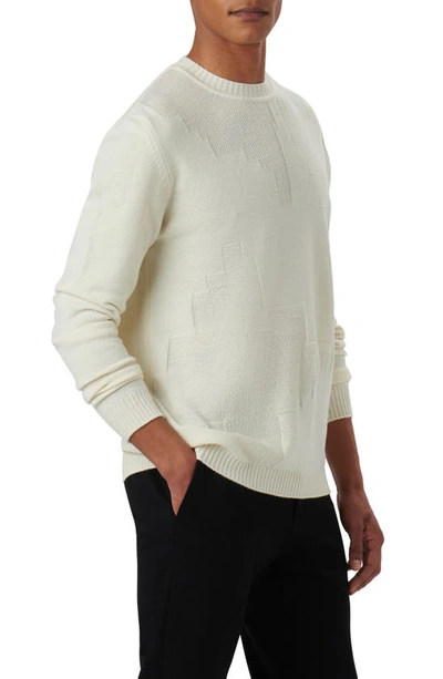 Shop Bugatchi Merino Wool Blend Crewneck Sweater In Chalk