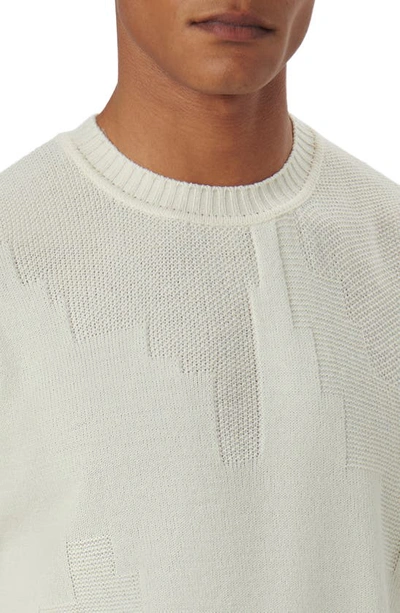 Shop Bugatchi Merino Wool Blend Crewneck Sweater In Chalk