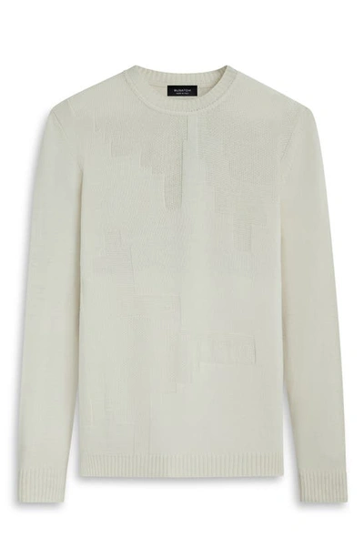 Shop Bugatchi Merino Wool Blend Crewneck Sweater In Chalk