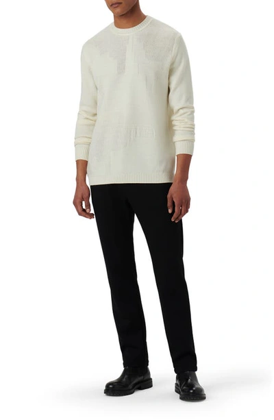 Shop Bugatchi Merino Wool Blend Crewneck Sweater In Chalk