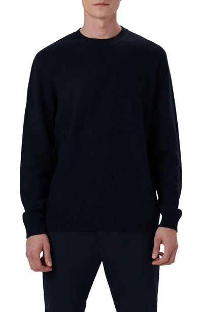 Shop Bugatchi Merino Wool Blend Crewneck Sweater In Navy