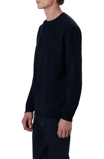 Shop Bugatchi Merino Wool Blend Crewneck Sweater In Navy