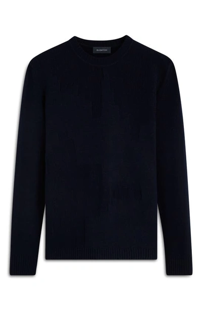 Shop Bugatchi Merino Wool Blend Crewneck Sweater In Navy