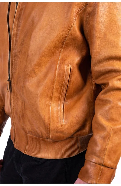 Shop Comstock & Co. Captain Lambskin Leather Jacket In Saddle