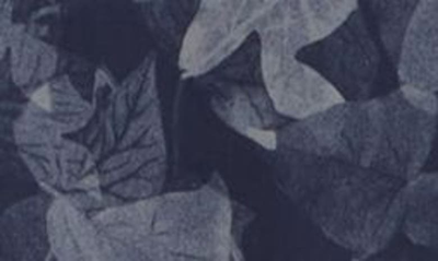 Bugatchi Axel Leaf Print Stretch Cotton Button-up Shirt In Navy
